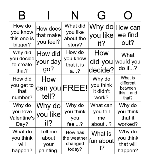 Conversation Lingo Bingo  Bingo Card