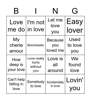 Valentijns Bingo Card