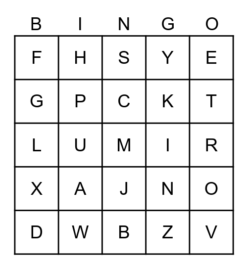 The Alphabet Bingo Card