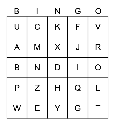 The Alphabet Bingo Card