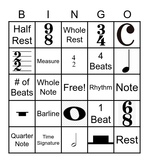 Rhythm Summative Review Bingo Card