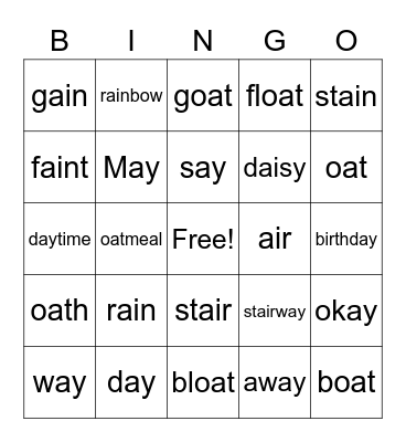 FS-ai, ay, oa Bingo Card