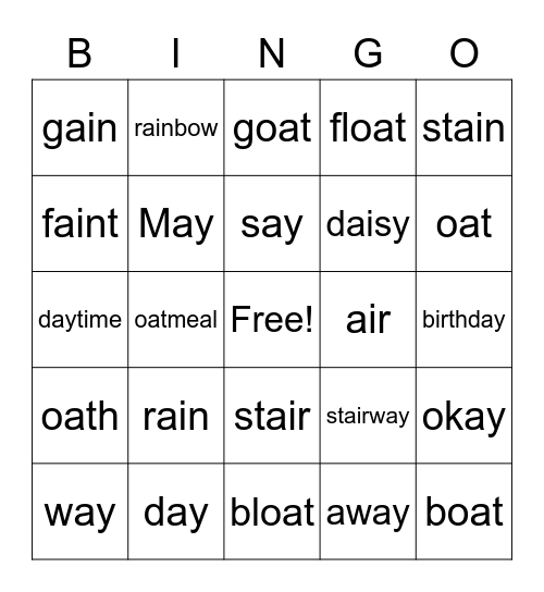 FS-ai, ay, oa Bingo Card