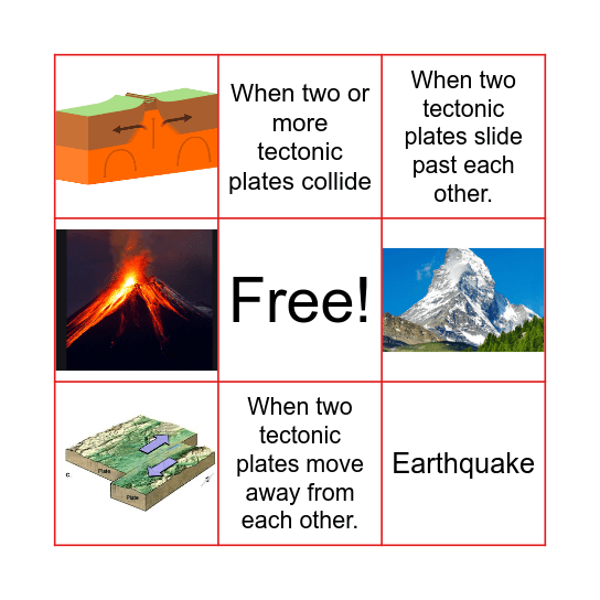 Plate Tectonics Bingo Card