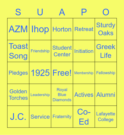 APO Bingo Card