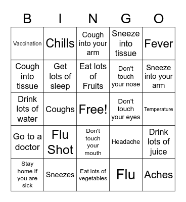 Flu Bingo Card