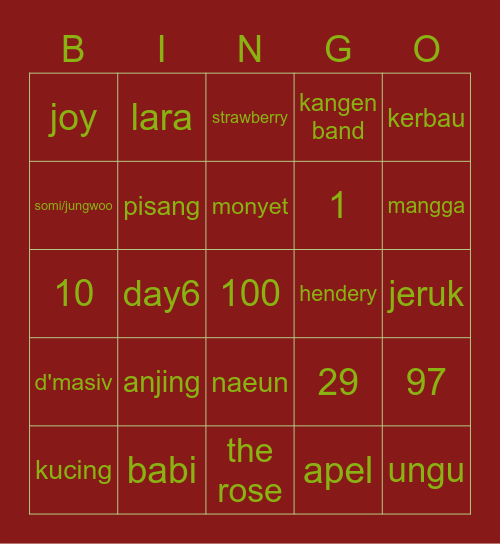 Joy Bingo Card