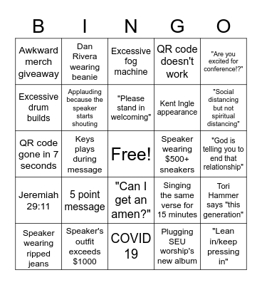 SEU Conference Bingo Card