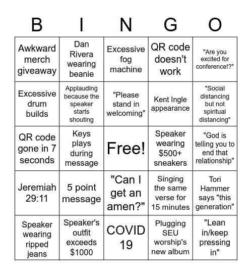 SEU Conference Bingo Card