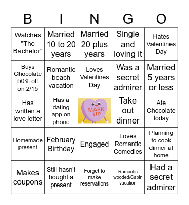 Virtual Valentine’s Day Bingo Card