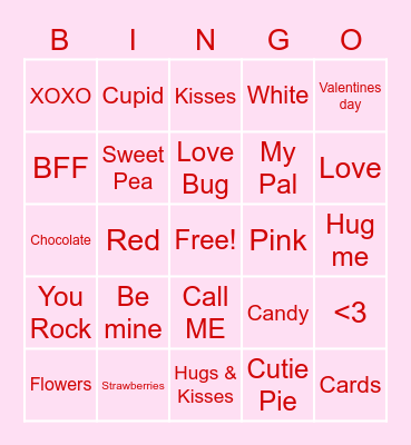 Valentines Day Bingo Card