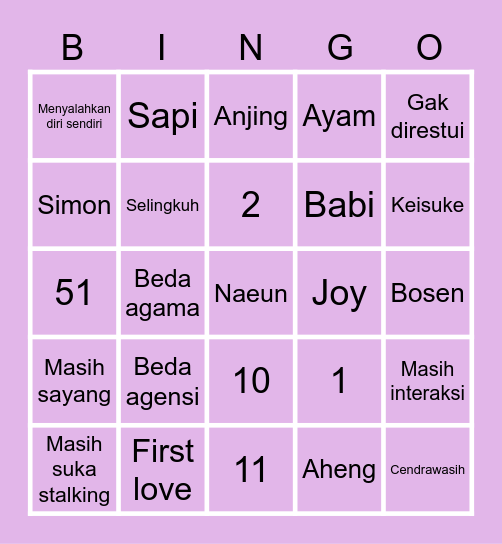 Marcella Bingo Card