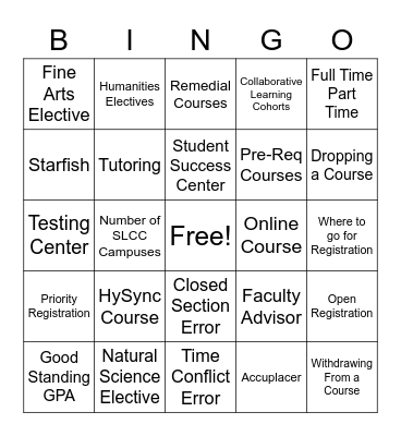 Registration Bingo Card