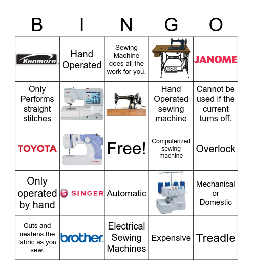 The Sewing Machine Bingo Card