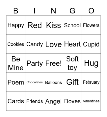 Happy Valentines Day Bingo Card