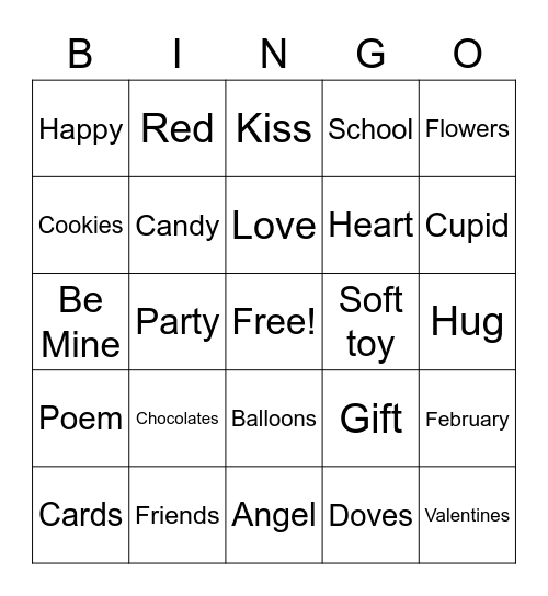 Happy Valentines Day Bingo Card