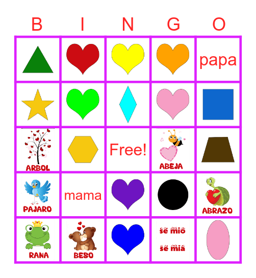 Valentines Bingo Card