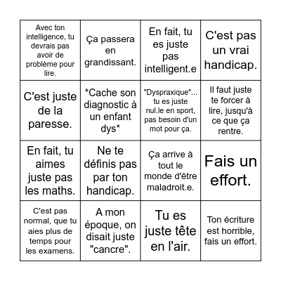 Bingo Dys Bingo Card