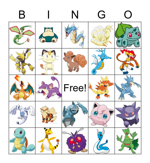 Pokemon Bingo 2 Bingo Card
