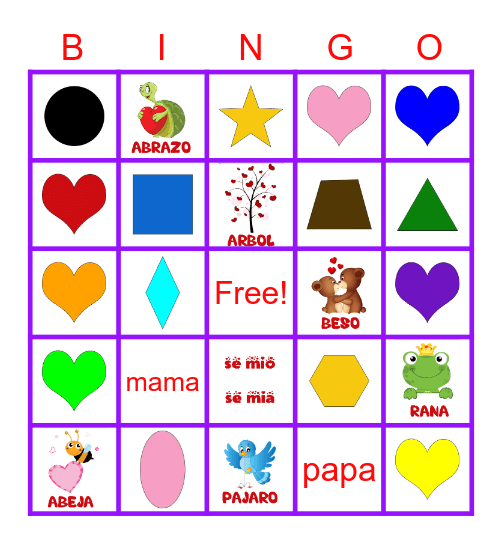 Valentines Bingo Card