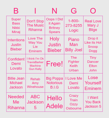 Music Bingo Card