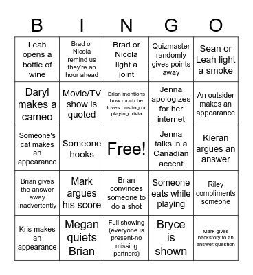 Trivia Crew Bingo Card
