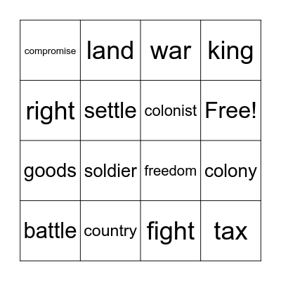 Freedom Bingo Card