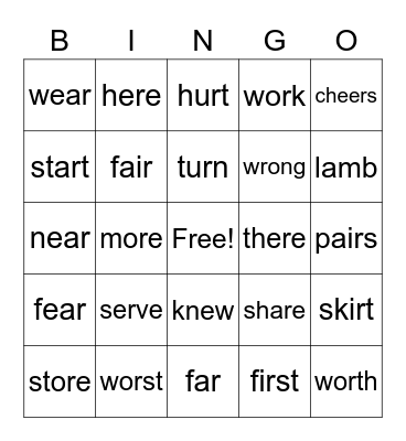 phonics review Unit 4 second grade Bingo Card