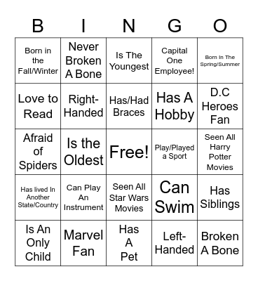 Ice-Breaker BINGO Card