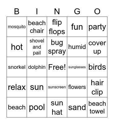 beach bingo Card