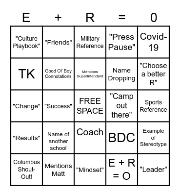 R-FACTOR Bingo Card