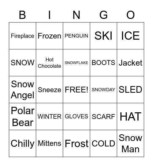 Winter Bingo Card