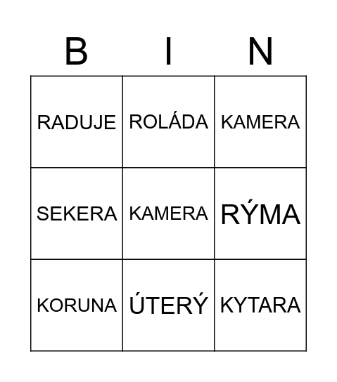 BINGO Card