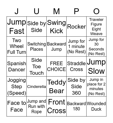 Jumpo  Bingo Card