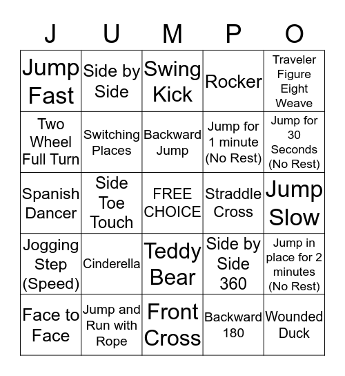 Jumpo  Bingo Card