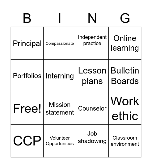 Teacher Academy Bingo Card