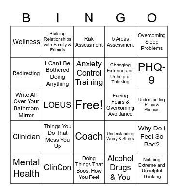 BounceBack Bingo Card