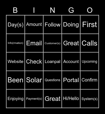 1st Pay Newbs! Bingo Card