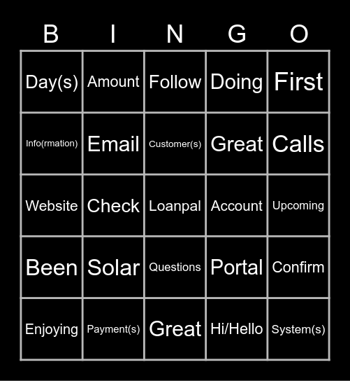 1st Pay Newbs! Bingo Card