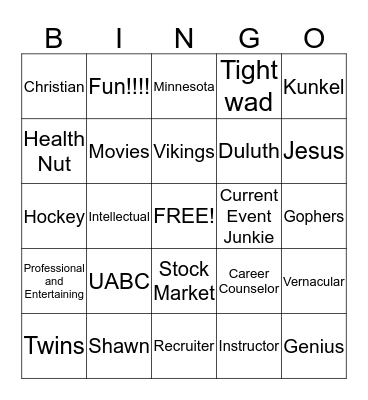 Kunken Bingo Card