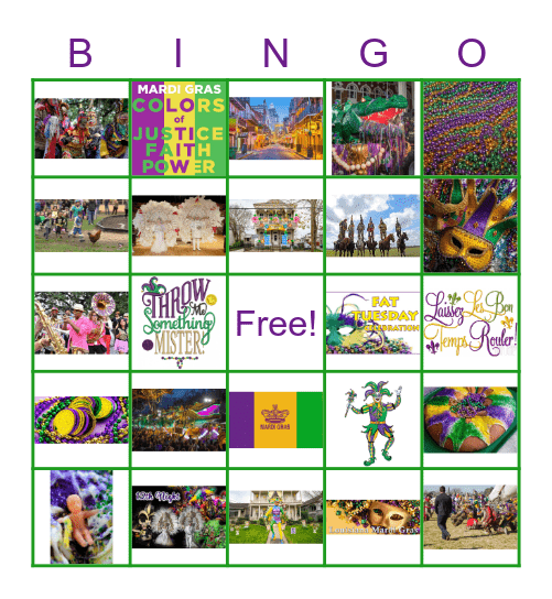 Mardi Gras Bingo Card