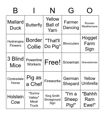 I Spy "Babe" Bingo! Bingo Card