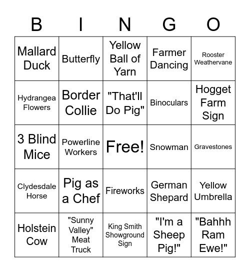 I Spy "Babe" Bingo! Bingo Card