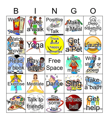 Stress Management Bingo Card