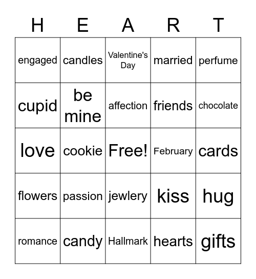 Valentines Day Bingo Card