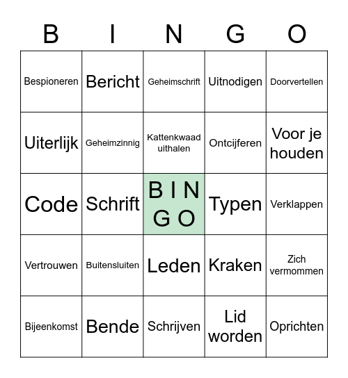Geheimen Bingo Card