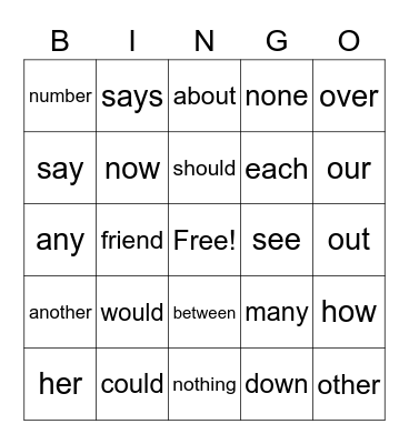 FIRST GRADE TRICK WORDS BINGO! Bingo Card