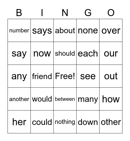 FIRST GRADE TRICK WORDS BINGO! Bingo Card