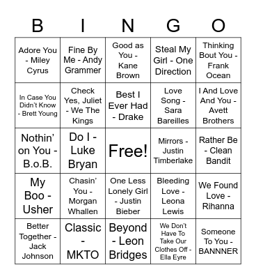 Happy Valentine's Day Bingo Card