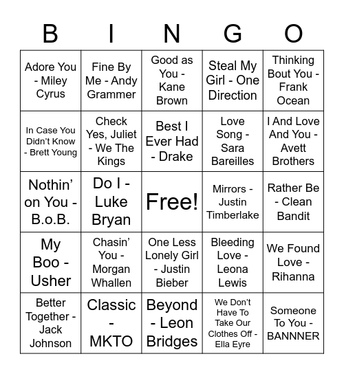 Happy Valentine's Day Bingo Card